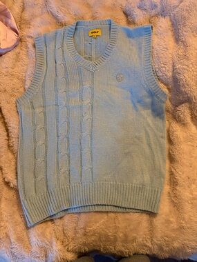 Golf Wang Light Blue Cable Knit V-Neck Sweater Vest